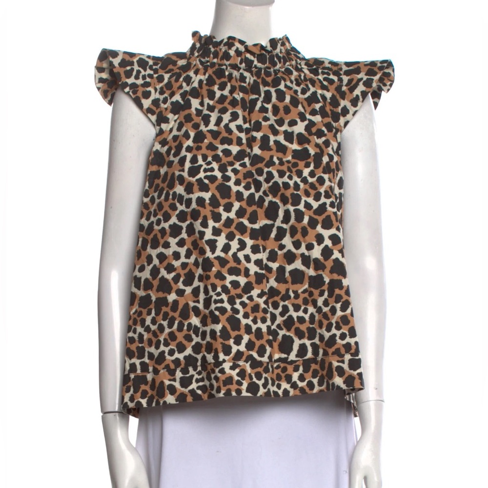 Sea Brown and Black Flutter Sleeve Blouse